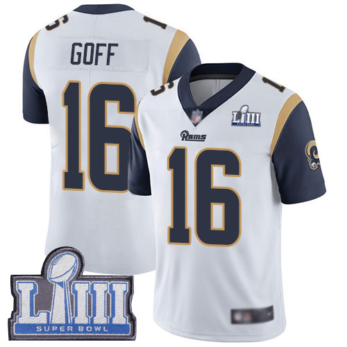Los Angeles Rams Limited White Men Jared Goff Road Jersey NFL Football 16 Super Bowl LIII Bound Vapor Untouchable